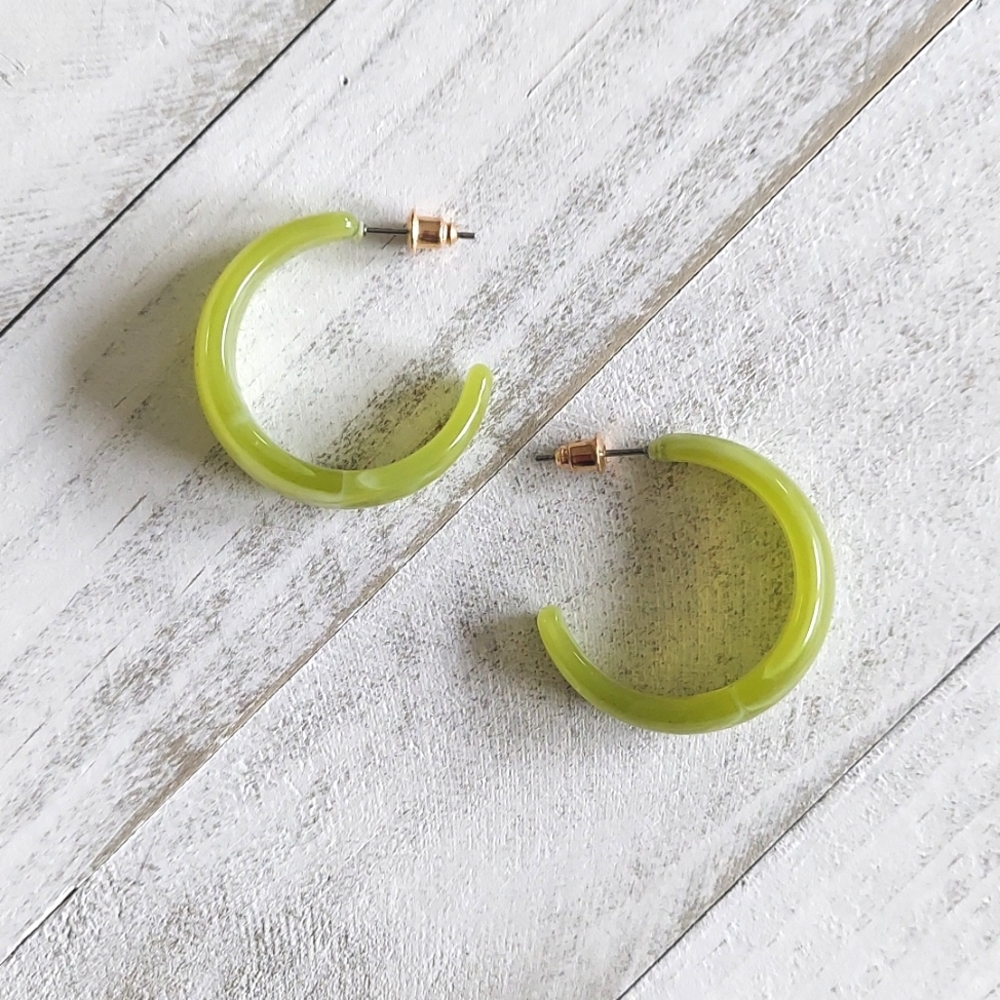 Crescent Shaped Resin Hoops - Jade